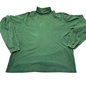 Vintage J Crew Turtleneck T-Shirt Mens XXL Hunter Green 90's Oarsman 100% Cotton